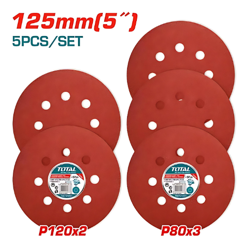 طقم صنفرة 5 قطع توتال TAC731251 ، فرخ صنفرة دائري 5 بوصة