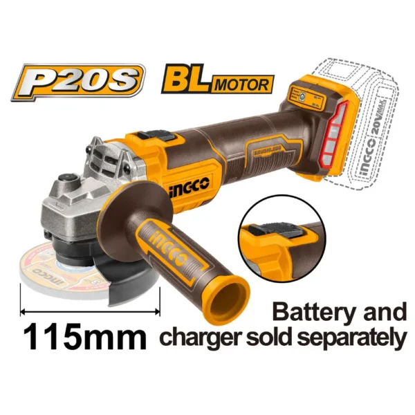 صاروخ زاوية انكو 4.5 بوصة، بدون بطارية وشاحن