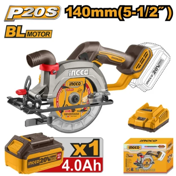 منشار صينية انكو 5.5 بوصة، مع بطارية وشاحن