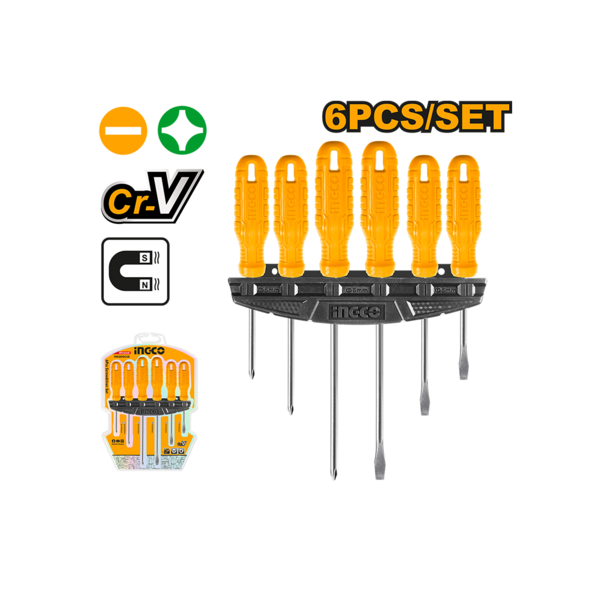 طقم مفك انكو HKSD0658، (6) قطع يد عزم، عادة + صليبة