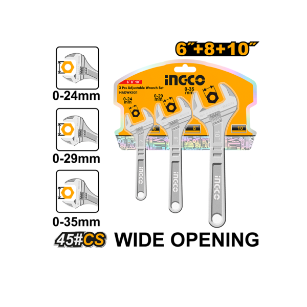 طقم مفتاح فرنساوي انكو HADWK031، (3) قطع، يد عزم