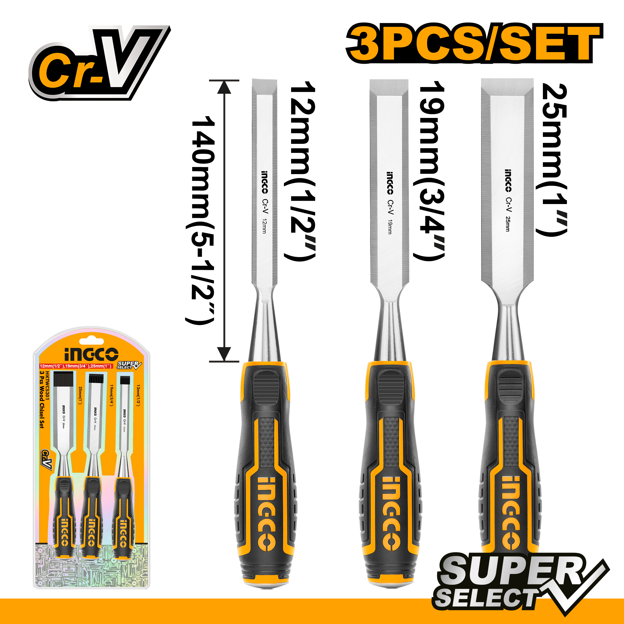 HKTWCS301.png طقم ازميل انكو HKTWCS301 ، (3 قطع) - Image 1