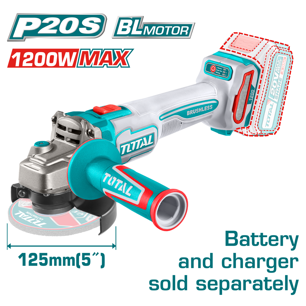 TAGLI221253-_20_5_1200_1200x.png صاروخ توتال TAGLI221253، (20) فولت، (5) بوصة، بدون بطارية وشاحن - الصورة 1