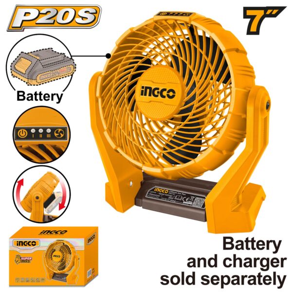 مروحة انكو CFALI2007، (7) بوصة، بدون بطارية وشاحن