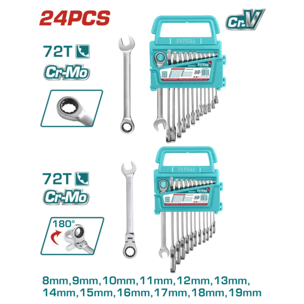 طقم مفتاح توتال THT103RK246 ، ناحية بلدي سيستيم مفصلي 12 قطعة