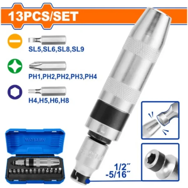 طقم مفك دق وادفو، 13 قطعة